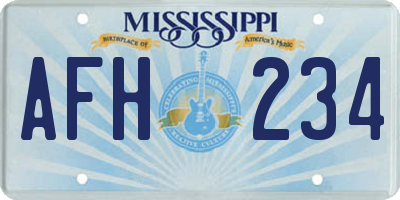 MS license plate AFH234