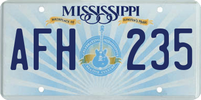 MS license plate AFH235