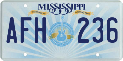 MS license plate AFH236