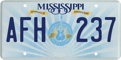 MS license plate AFH237