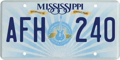 MS license plate AFH240