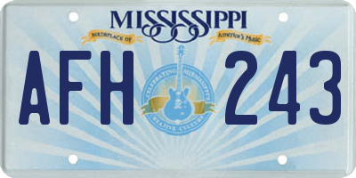 MS license plate AFH243