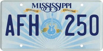 MS license plate AFH250