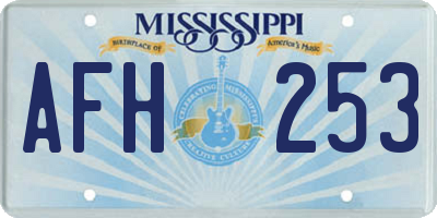 MS license plate AFH253
