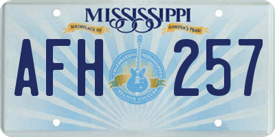 MS license plate AFH257