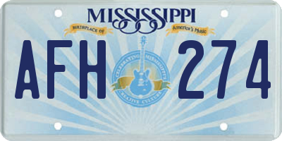 MS license plate AFH274