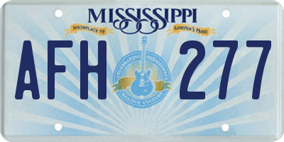 MS license plate AFH277