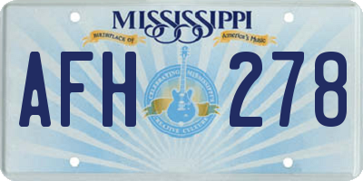 MS license plate AFH278