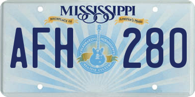 MS license plate AFH280