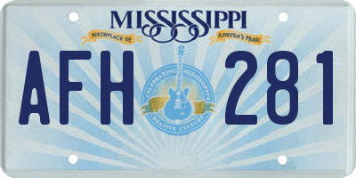 MS license plate AFH281