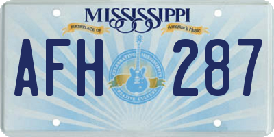 MS license plate AFH287