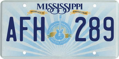 MS license plate AFH289