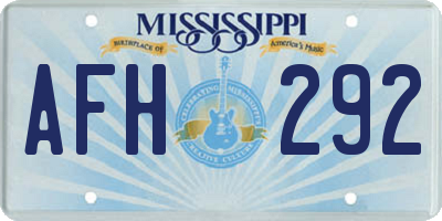 MS license plate AFH292