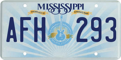 MS license plate AFH293