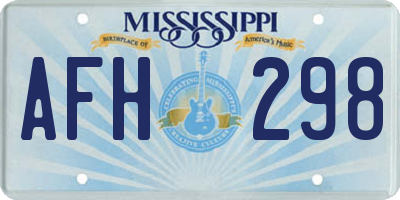 MS license plate AFH298