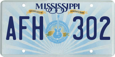 MS license plate AFH302