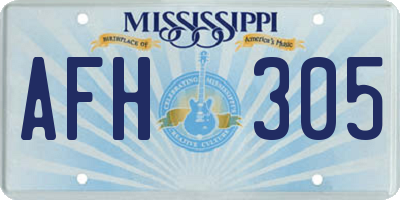 MS license plate AFH305