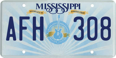 MS license plate AFH308
