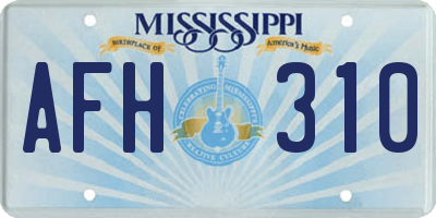 MS license plate AFH310
