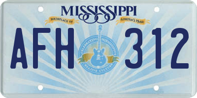 MS license plate AFH312