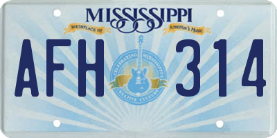MS license plate AFH314