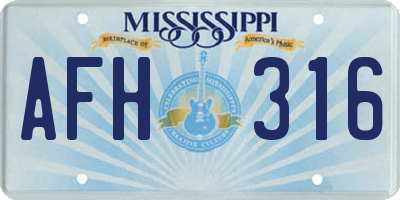 MS license plate AFH316