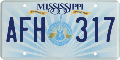 MS license plate AFH317