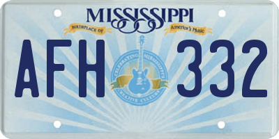 MS license plate AFH332