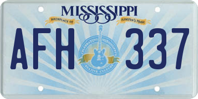 MS license plate AFH337