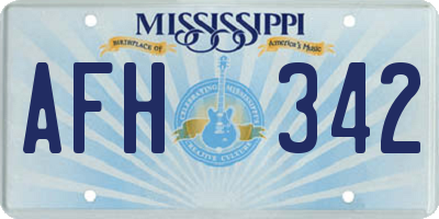 MS license plate AFH342
