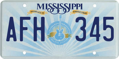 MS license plate AFH345