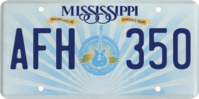MS license plate AFH350