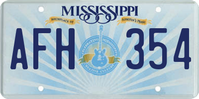 MS license plate AFH354