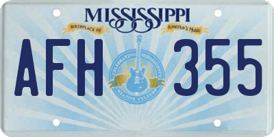 MS license plate AFH355