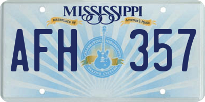 MS license plate AFH357