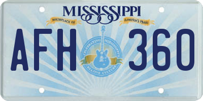 MS license plate AFH360