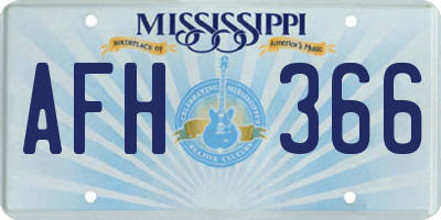 MS license plate AFH366
