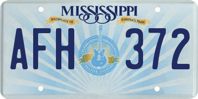 MS license plate AFH372