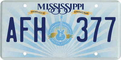 MS license plate AFH377
