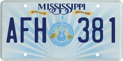 MS license plate AFH381