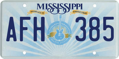 MS license plate AFH385