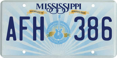 MS license plate AFH386