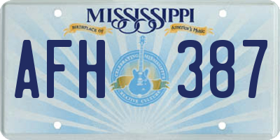 MS license plate AFH387