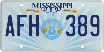 MS license plate AFH389