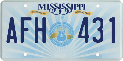 MS license plate AFH431