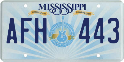 MS license plate AFH443