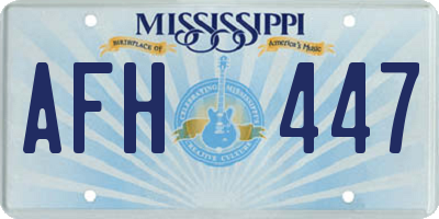 MS license plate AFH447