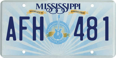 MS license plate AFH481
