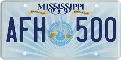 MS license plate AFH500