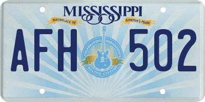 MS license plate AFH502